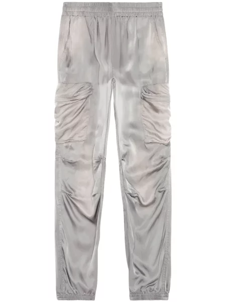 Pantaloni cargo Diesel din satin gri