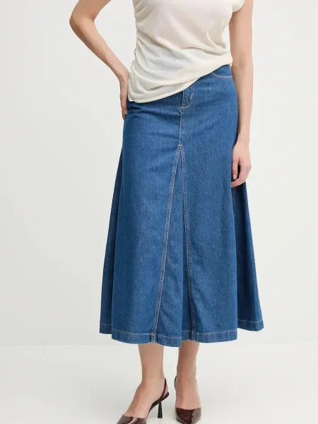 Pedro del Hierro fustă din denim midi evazati albastru