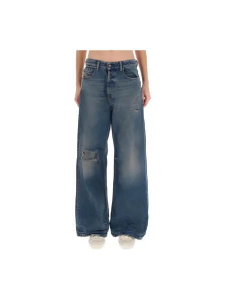 Dżinsy z wysokim stanem Diesel z wysoką talią niebieskie