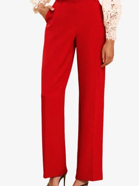 Love & roses Pantaloni cu dungă roșu