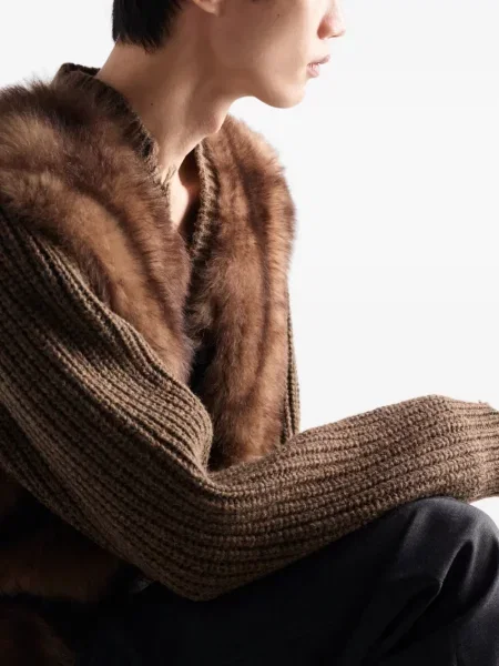 Cardigan Prada de lână maro