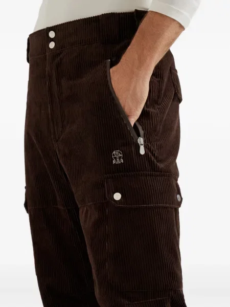 Pantaloni cargo Brunello Cucinelli de catifea cord maro