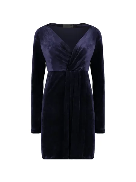 Lung rochie mini Alberta Ferretti cu decolteu în V albastru