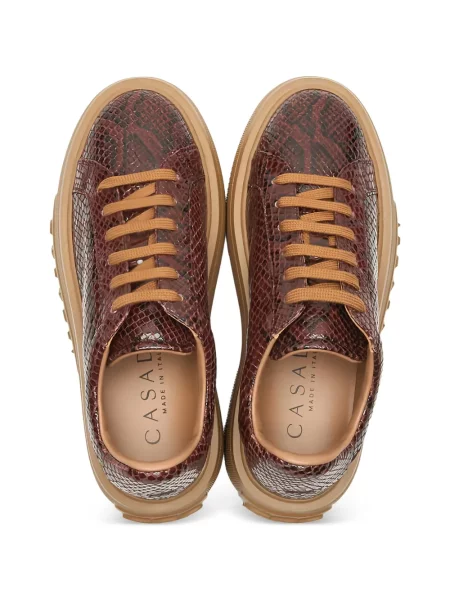 Sneakerși Casadei cu platformă cu model piele de șarpe maro