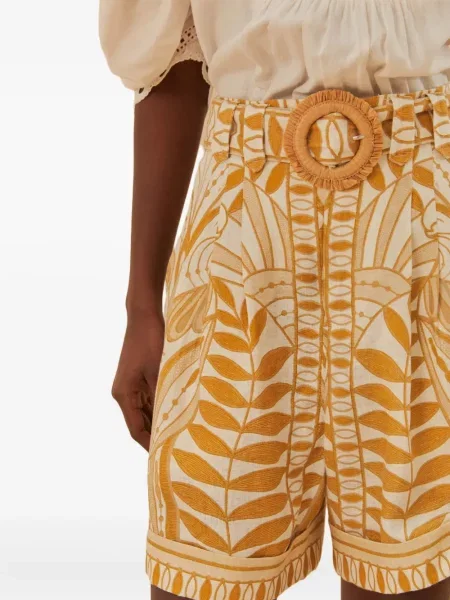 Pantaloni scurți Farm Rio cu imagine portocaliu