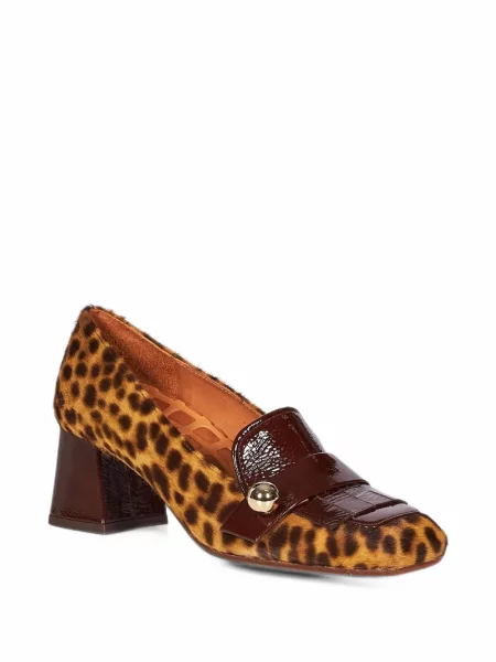 Pantofi cu toc Chie Mihara din piele cu imagine cu model leopard maro