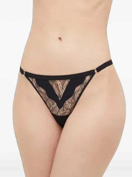Chiloți tanga Chantelle din dantelă negru