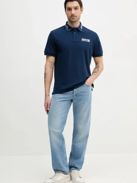 Koszulka polo Versace Jeans Couture niebieska