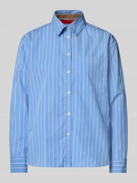 Bluzka koszulowa o kroju regular fit z kieszenią na piersi model ‘BARI’ Max&co. błękitna