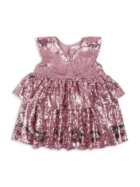 Konges Sløjd Dívčí šaty STARLA SEQUIN DRESS růžové