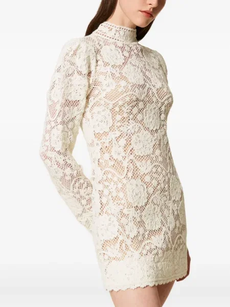 Rochie mini Twinset cu model floral de costum alb