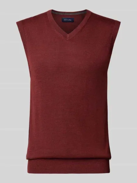 Bezrękawnik o kroju slim fit z mieszanki bawełny z dekoltem w serek Christian Berg Men