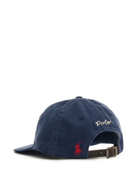 Krótka czapka z daszkiem Polo Ralph Lauren z twillu z nadrukiem brązowa