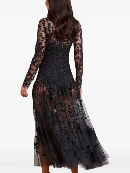 Rochie maxi Needle & Thread cu broderie cu model floral de costum negru