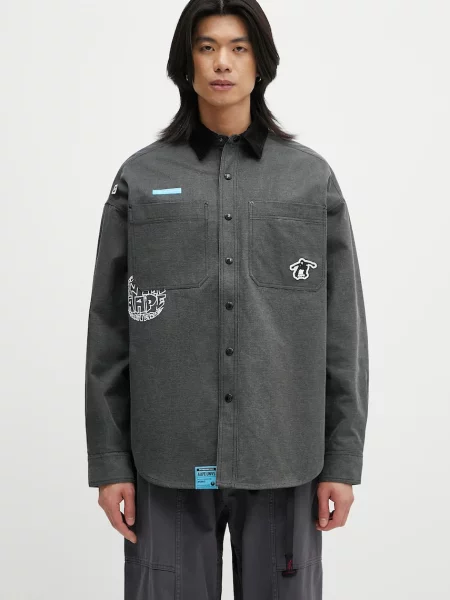 AAPE kurtka koszulowa dwustronna Main Long Sleeve przejściowa oversize czarny