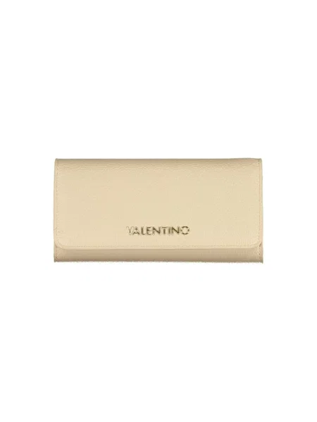 Lniany portfel Valentino Bags z logo elegancki beżowy