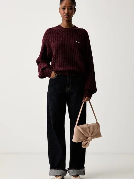 Rotate sweter wełniany czerwony
