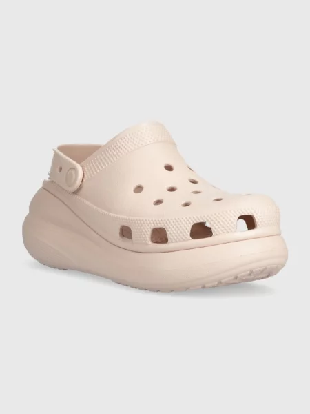 Crocs klapki Classic Crush Clog na koturnie różowy