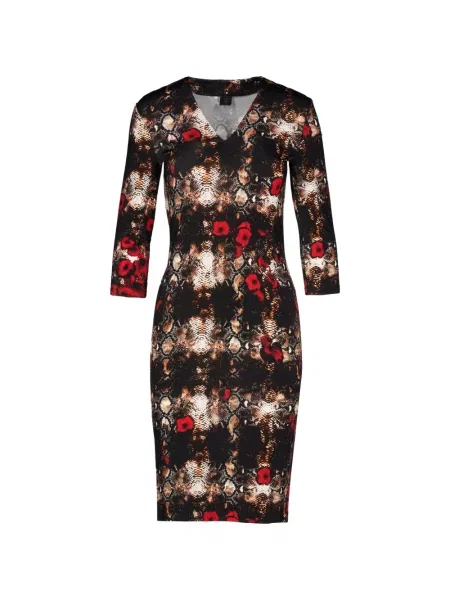 Rochie midi Tessitura cu model floral cu imagine negru