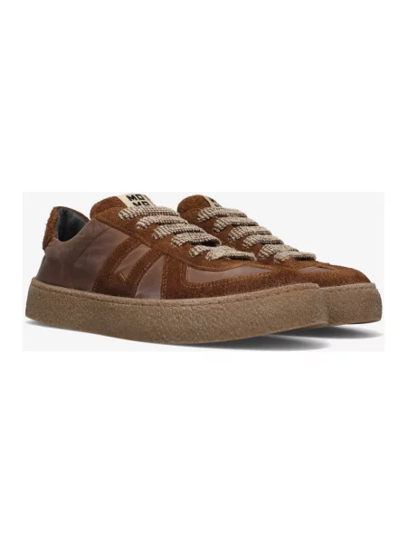 Sneakersy Moma skórzane brązowe