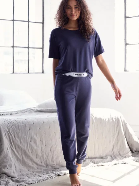 Copenhagen Studios Pantaloni de pijama indigo / murdar alb