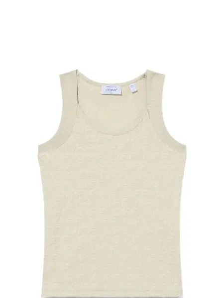 Top Off-white din material terry cu autograf alb