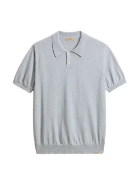 Dzianinowa koszulka polo Woolrich niebieska