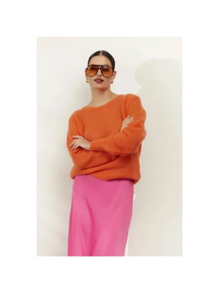 Sweter American Dreams wełniany pomarańczowy
