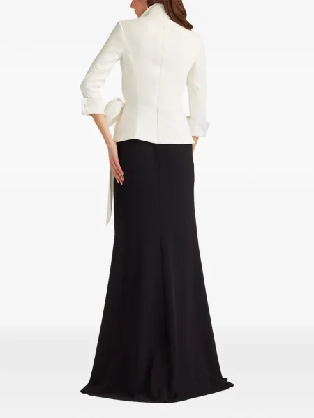 Sukienka Tadashi Shoji z kokardką z dekoltem w serek garniturowa czarna