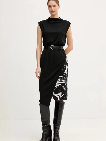 Dkny rochie midi drept negru