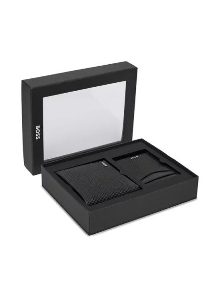 BOSS Set denarnica in etui za kreditne kartice črna