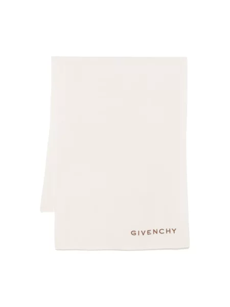 Szal Givenchy wełniana z logo beżowa
