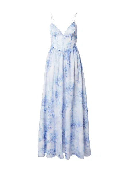 Bardot rochie maxi evazati albastru