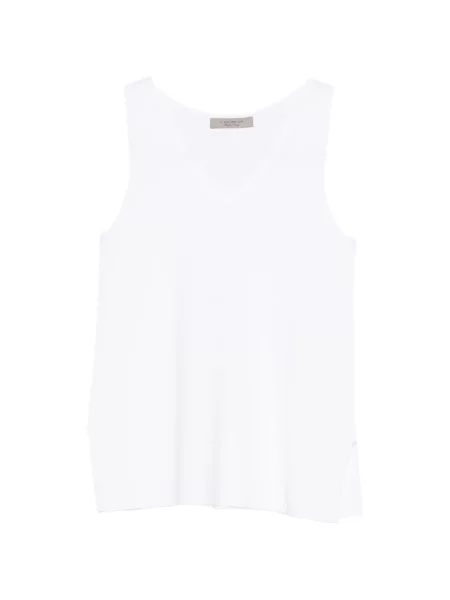 Top D.exterior fără mâneci cu decolteu în V alb