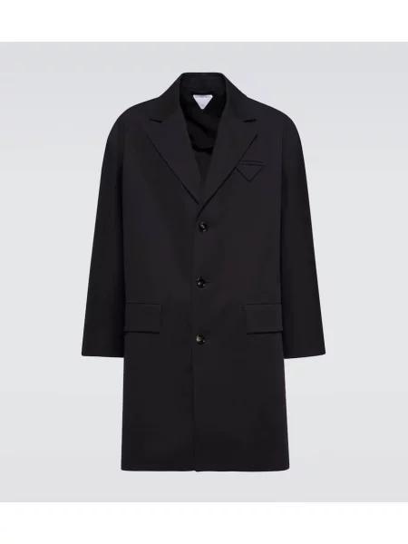 Palton Bottega Veneta din țesătură twill negru