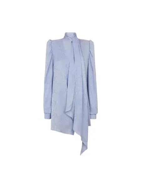 Jedwabna sukienka mini Balmain z nadrukiem w wężowy wzór niebieska