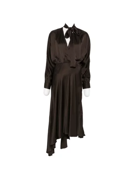Rochie midi Maje asimetrică cu legături maro