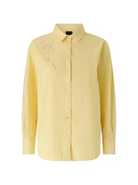 Cămașă Pinko cu broderie cu dungi galben