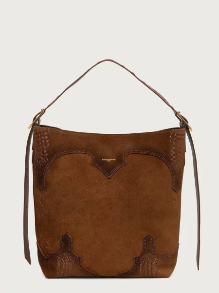 Zadig&Voltaire geantă shopper pentru femei din piele întoarsă JANE maro