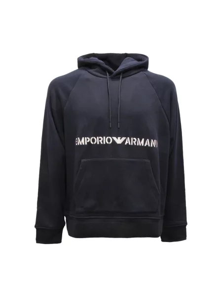 Bluza z kapturem Armani z logo niebieska