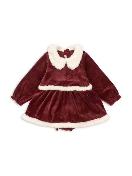 Konges Sløjd šaty zamatové CHRISTMAS ROMPER DRESS GRS