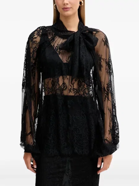 Lung bluză Vicolo cu model floral din dantelă negru