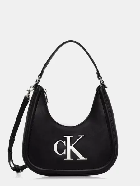 Geantă Calvin Klein Bold Ck Small Crescent negru