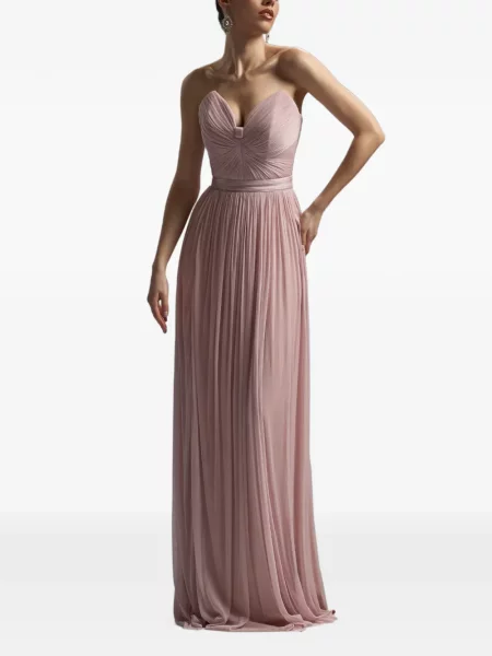 Rochie maxi Cristallini cu volane fără bretele roz