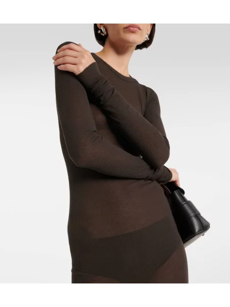 Rochie midi Rick Owens din jerseu până la genunchi de costum maro