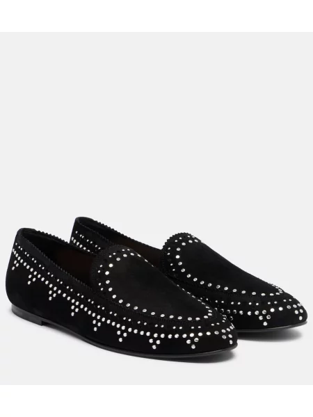 Pantofi loafer Aquazzura din piele de căprioară negru