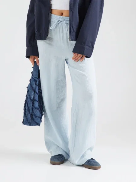 PIECES Pantaloni PCSASTINA deschis albastru