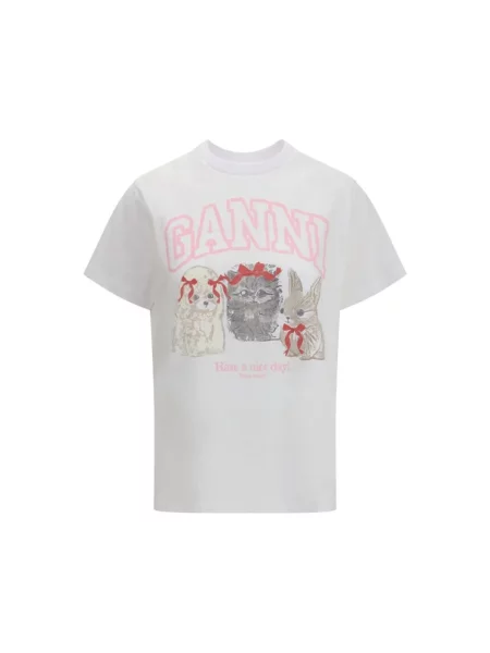 Koszulka Ganni z nadrukiem biała