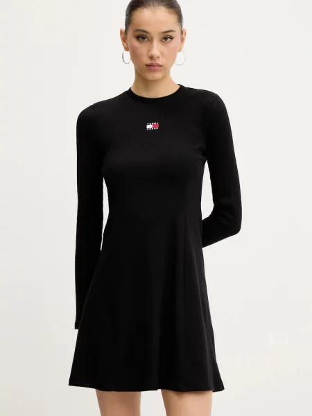 Tommy Jeans sukienka mini rozkloszowana czarny