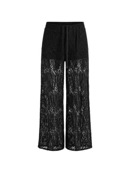 Pantaloni palazzo La Haine Inside Us din dantelă negru
